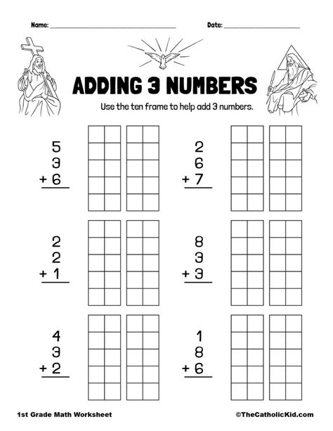 addition 3 numbers worksheet|Grade 1 math worksheet .